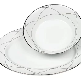 Dankotuwa Luxury Porcelain Dinner Set, Pure Platinum Craft, Crockery Set . 21 Pieces (Taylor)