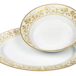 DANKOTUWA World-class tableware Luxury Porcelain , 24k Gold Crafted Dinner Set. Crockery Set. 21 Pieces (Shakira Gold)