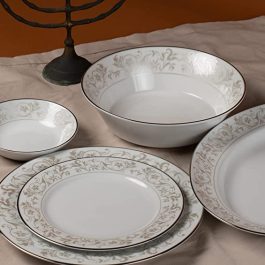 Dankotuwa Luxury Porcelain, Platinum Craft Dinner Set. Crockery Set. 21 Pieces (Shakira Platinum)
