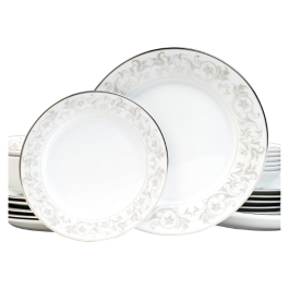 Dankotuwa Luxury Porcelain, Platinum Craft Dinner Set. Crockery Set. 21 Pieces (Shakira Platinum)