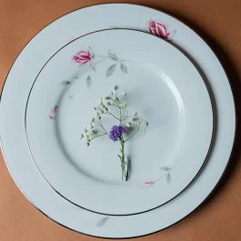 Dankotuwa Luxury Porcelain, Platinum Craft Floral Dinner Set, Crockery Set, 21 Pieces (Lasting Rose)