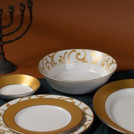 Dankotuwa Luxury Porcelain, 24k Gold Crafted Dinner Set , 21 Pieces (Gold Mix)