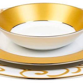 Dankotuwa Luxury Porcelain, 24k Gold Crafted Dinner Set , 21 Pieces (Gold Mix)