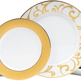 Dankotuwa Luxury Porcelain, 24k Gold Crafted Dinner Set , 21 Pieces (Gold Mix)