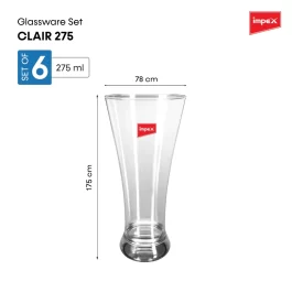 IMPEX Glassware (Clair 275 ) 6Pcs Set