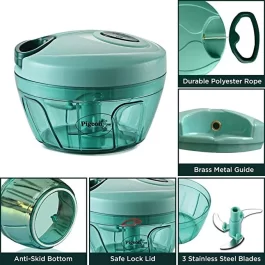 Pigeon by Stoverkraft Handy Mini Plastic Chopper with 3 Blades, Green