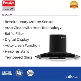 Prestige Oscar 900 Auto Clean Wall Mounted Chimney  (Black 1100 CMH)