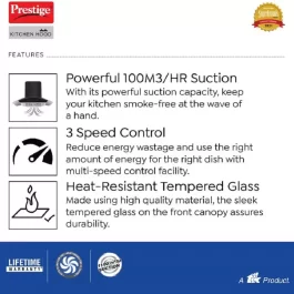 Prestige Oscar 900 Auto Clean Wall Mounted Chimney  (Black 1100 CMH)