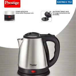 Prestige Electric Kettle PKOSS – 1500watts, Steel (1.5Ltr), Black