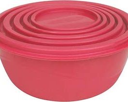 Princeware Plastic Bowl Package Container Set, Set Of 5, Pink – 5455-5
